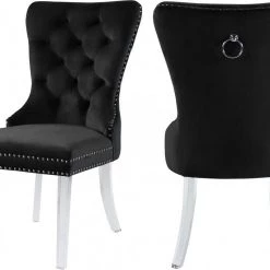 Meridian Furniture Miley Velvet Dining Chair With Acrylic Legs Set Of 2 Dining Room