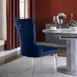 Meridian Furniture Miley Velvet Dining Chair With Acrylic Legs Set Of 2 Dining Room