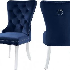 Meridian Furniture Miley Velvet Dining Chair With Acrylic Legs Set Of 2 Dining Room