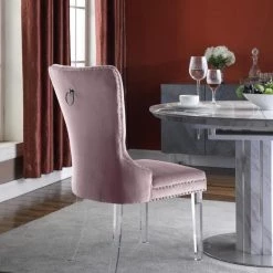 Meridian Furniture Miley Velvet Dining Chair With Acrylic Legs Set Of 2 Dining Room