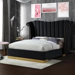 Meridian Furniture Bedroom Flora Velvet Bed