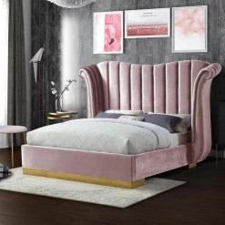 Meridian Furniture Bedroom Flora Velvet Bed