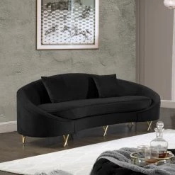 Meridian Furniture Serpentine Velvet Sofa