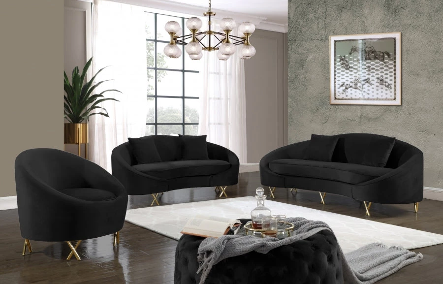 Meridian Furniture Serpentine Velvet Sofa