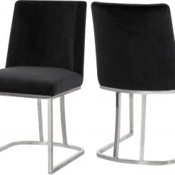 Meridian Furniture Heidi Velvet Dining Chair Set Of 2 Dining Room