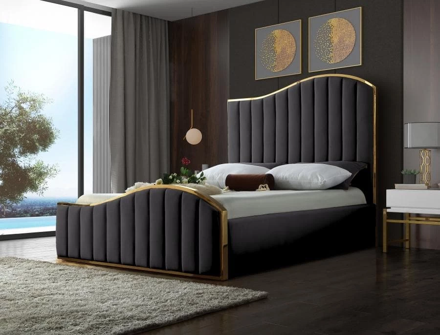 Meridian Furniture Jolie Velvet Bed Bedroom