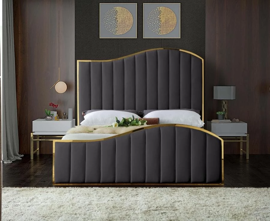 Meridian Furniture Jolie Velvet Bed Bedroom