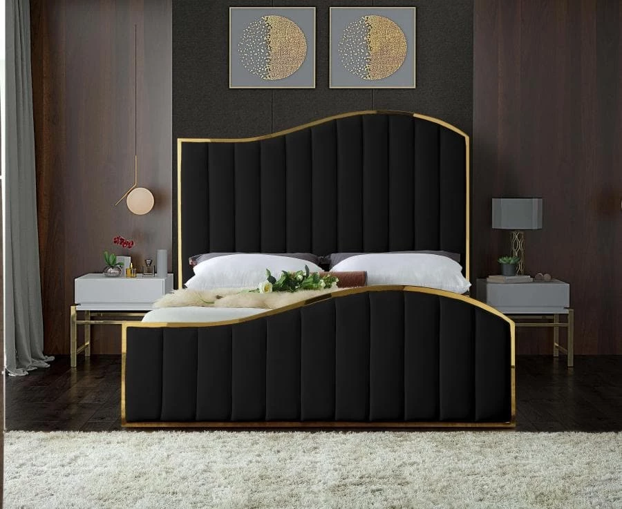 Meridian Furniture Jolie Velvet Bed Bedroom