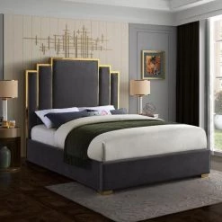 Meridian Hugo Velvet Bed