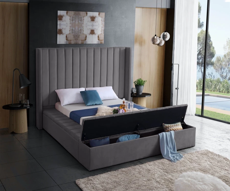 Meridian Furniture Bedroom Kiki Velvet Bed