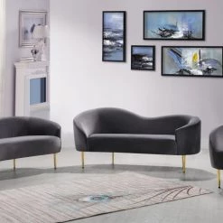 Meridian Furniture Ritz Velvet Sofa Living Room