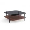 VIG Living Room Modrest Toby Modern Smoked Glass & Walnut Coffee Table