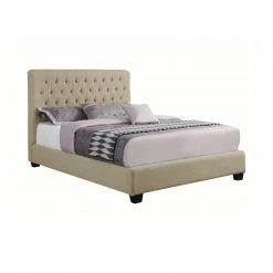 Coaster Chloe Tufted Upholstered Bed Oatmeal