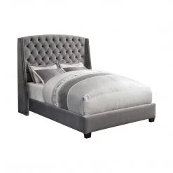 Coaster Bedroom Pissarro Tufted Upholstered Bed Grey