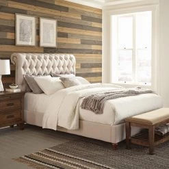 Coaster Bedroom Devon Button Tufted Upholstered Bed Beige