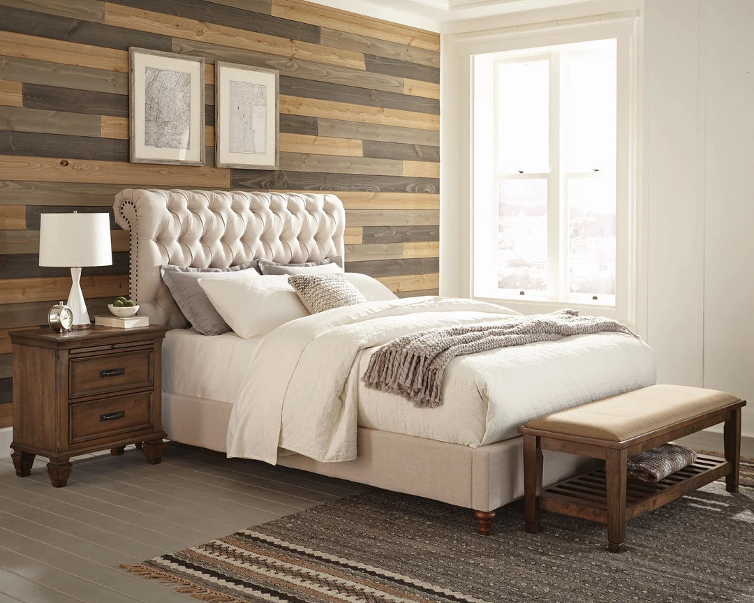 Coaster Bedroom Devon Button Tufted Upholstered Bed Beige