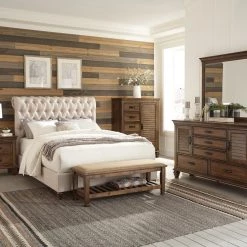 Coaster Bedroom Devon Button Tufted Upholstered Bed Beige