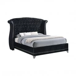 Coaster Barzini Tufted Upholstered Bed Black Bedroom