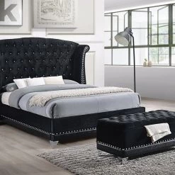 Coaster Barzini Tufted Upholstered Bed Black Bedroom
