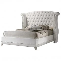 Coaster Bedroom Barzini Wingback Tufted Velvet Bed White