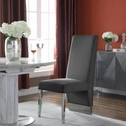 Meridian Furniture Dining Room Porsha Velvet Dining Chair Set Of 2