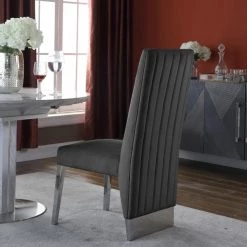 Meridian Furniture Dining Room Porsha Velvet Dining Chair Set Of 2