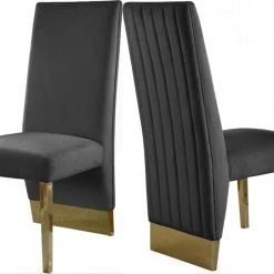 Meridian Furniture Porsha Velvet Dining Chair Set Of 2 Dining Room