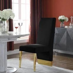 Meridian Furniture Porsha Velvet Dining Chair Set Of 2 Dining Room