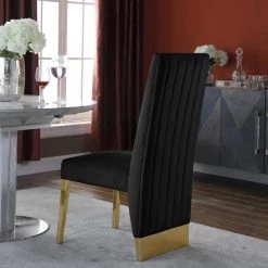 Meridian Furniture Porsha Velvet Dining Chair Set Of 2 Dining Room