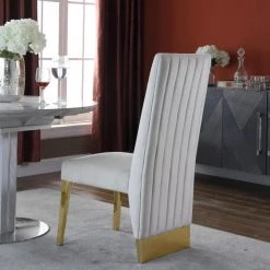 Meridian Furniture Porsha Velvet Dining Chair Set Of 2 Dining Room