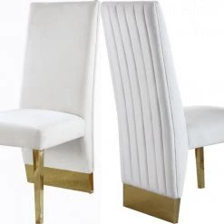 Meridian Furniture Porsha Velvet Dining Chair Set Of 2 Dining Room