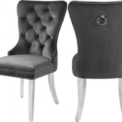 Best Quality Dining Room Charlotte Velvet Dining Chair - Chrome Legs (Set Of 2)
