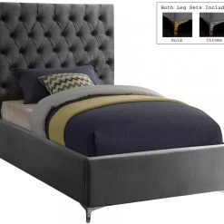 Meridian Furniture Bedroom Cruz Velvet Bed