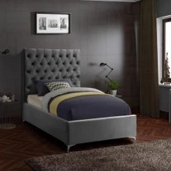 Meridian Furniture Bedroom Cruz Velvet Bed