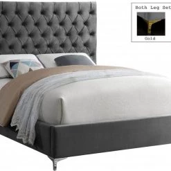 Meridian Furniture Bedroom Cruz Velvet Bed