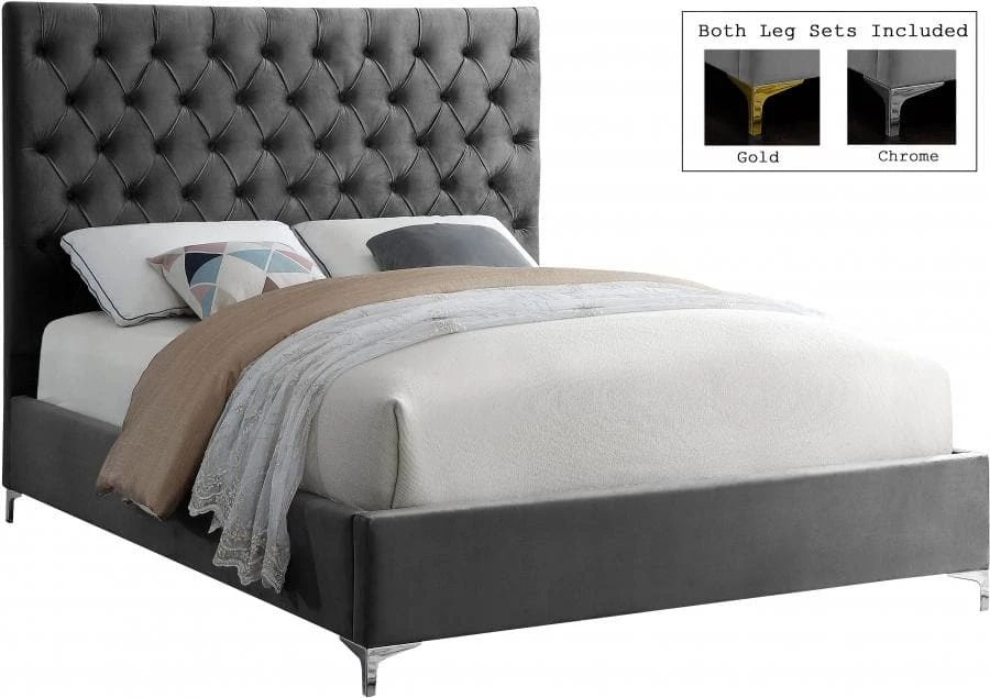 Meridian Furniture Bedroom Cruz Velvet Bed