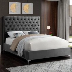 Meridian Furniture Bedroom Cruz Velvet Bed