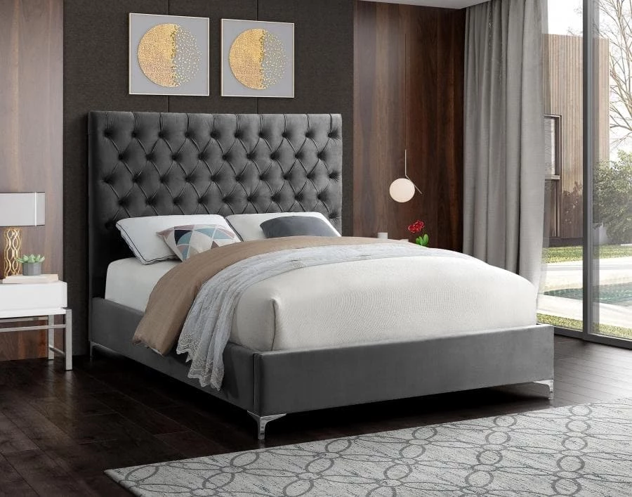 Meridian Furniture Bedroom Cruz Velvet Bed