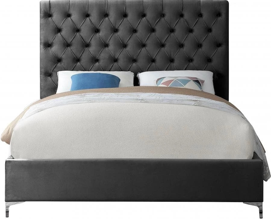 Meridian Furniture Bedroom Cruz Velvet Bed