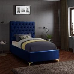 Meridian Furniture Bedroom Cruz Velvet Bed