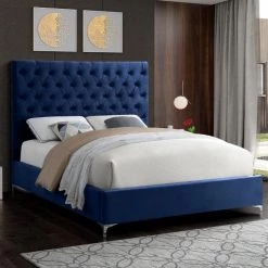 Meridian Furniture Bedroom Cruz Velvet Bed