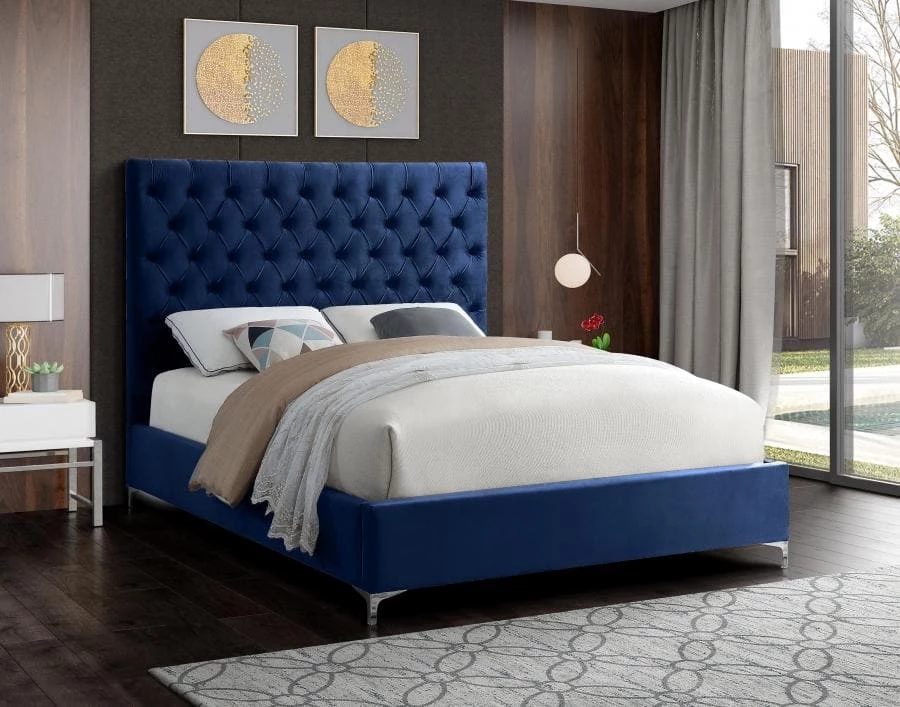 Meridian Furniture Bedroom Cruz Velvet Bed