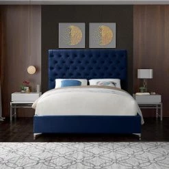 Meridian Furniture Bedroom Cruz Velvet Bed