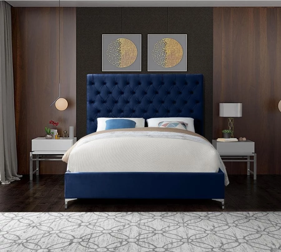 Meridian Furniture Bedroom Cruz Velvet Bed