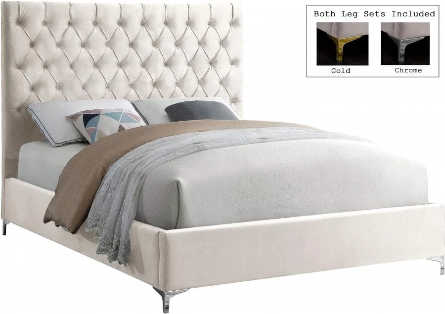 Meridian Furniture Bedroom Cruz Velvet Bed
