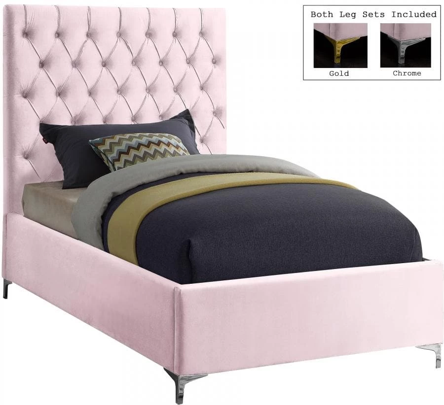 Meridian Furniture Bedroom Cruz Velvet Bed