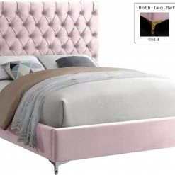 Meridian Furniture Bedroom Cruz Velvet Bed