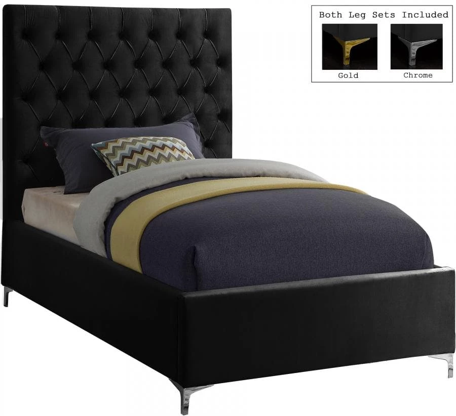 Meridian Furniture Bedroom Cruz Velvet Bed