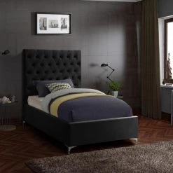 Meridian Furniture Bedroom Cruz Velvet Bed