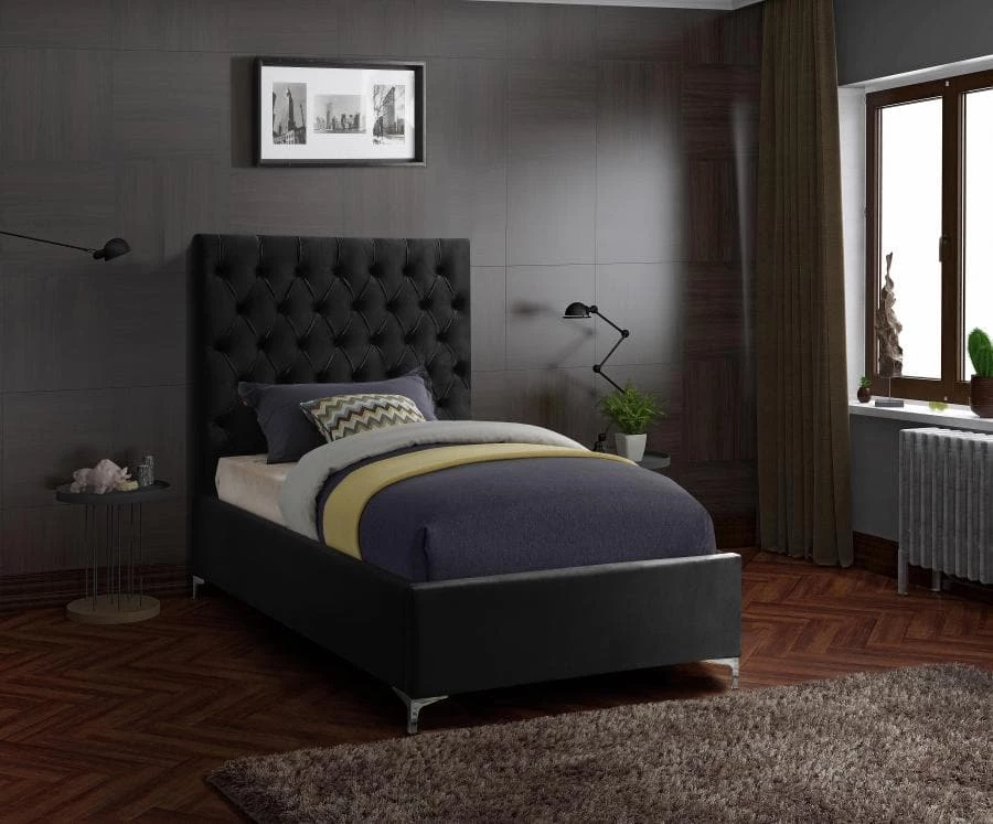 Meridian Furniture Bedroom Cruz Velvet Bed
